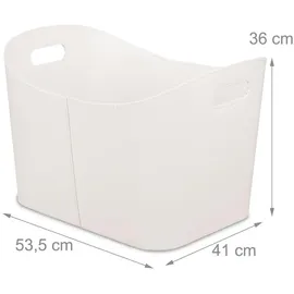 Relaxdays Kaminholzkorb Kunstleder 53,5 x 36 x 41 cm Creme