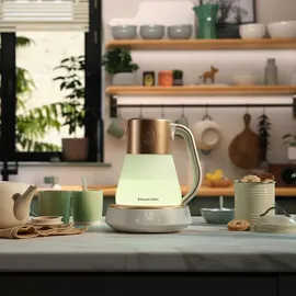 Russell Hobbs Wasserkocher Glas [1,7L, Temperatureinstellung 40-100°] Calm Glas-Wasserkocher mit Soundfunktion weiß 27450-70