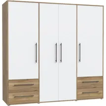 DS PRODUKT Drehtürenschrank Mokkaris, OTTOs Choice, TOPSELLER! 3 oder 4 Türen, zeitloses Design (B/H/T ca. 145x200x59cm oder 206x200x59cm) Schubladen + schwarze Stangengriffe, Made in Europe, viel Stauraum 205,9 cm x 200,1 cm x 58,8 cm