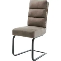 DeLife Freischwinger flach Schwarz Mikrofaser Taupe Vintage Taschenfederkern