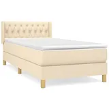 vidaXL Boxspringbett mit Matratze Creme 100x200 cm Stoff