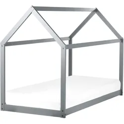 Kinder-Hausbett Kiefernholz grau Lattenrost 90 x 200 cm TOSSE