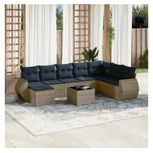 vidaXL Gartensofa-Set 9-tlg. grau Polyrattan