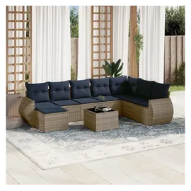 vidaXL Gartensofa-Set 9-tlg. grau Polyrattan