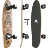 Midi Board Cruiser Mini-Longboard naturholzfarben|SCHWARZ 27"