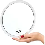 Vergrößerungsspiegel, 20-facher Vergrößerungsspiegel Mit Saugnäpfen (15 Cm Rund) – Perfekt Für Make-up-spiegel – Haarentfernung – Mitesserentfernung – Augenbrauenentfernung – Ideal Für Zuhause - Lntyq