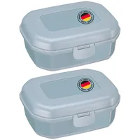 Westmark 2 Brotdosen/Snackboxen -Maxi- 935 ml, mit Klick-Verschluss, Höhe: ca. 7,4 cm, Kunststoff, Blau, 235222EB