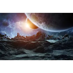 Fototapete PAPERMOON "GALAXIE-WELTALL UNIVERSUM PLANETEN SOLAR SYSTEM STERNE", bunt, B:2,50m L:1,86m, Vlies, Tapeten