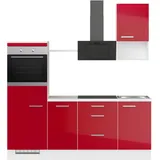 Impuls Küchen Küchenzeile »"Turin", Ausrichtung wählbar, Schubkästen mit Soft-Close,«, vormontiert, wahlw. mit E-Geräten, Breite 215 cm rot