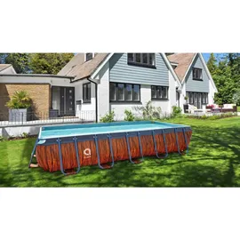 Avenli Frame Plus Stahlrahmenpool Set Rechteckig 540 x 250 x 100 cm Braun mit CleanPlus Filterpumpe Sicherheitsleiter und Reparaturaufkleber