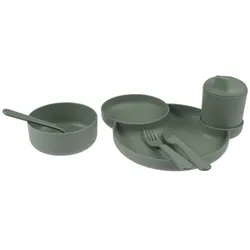 dantoy tiny BIOplastic Essgeschirr, olivefarben, 7-tlg. Geschenk-Set