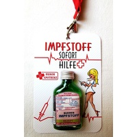 Pfefferminz-Likör mit Karte und Schlüsselband "Impfstoff Soforthilfe" Schnaps  M