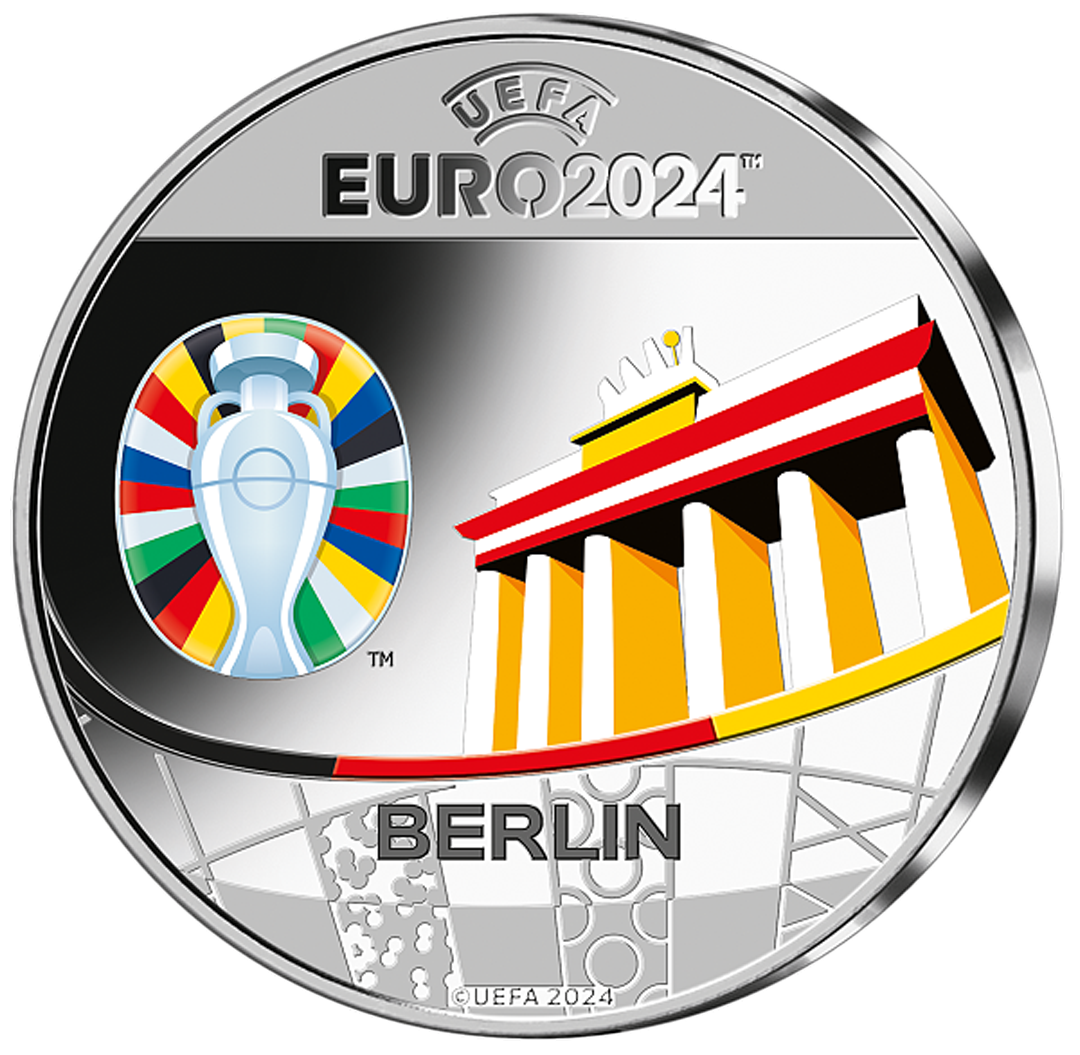 Offizielle Silberausgaben zur UEFA EURO 2024TM – Start: „Berlin“ + Gratis 0-Euro-Banknote