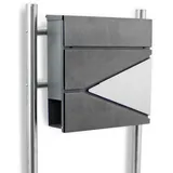 BITUXX Design Standbriefkasten 17192 Briefkastenanlage Hausbriefkasten Postkasten Edelstahl mit Zeitungsfach Einwurf und Front Anthrazit