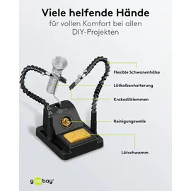 goobay Löthilfe mit Schwanenhals-Armen und Lötkolbenständer,