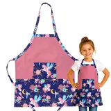 HOUSE ART LIFE Kinderschürze mit Tasche - Baumwoll Kochschürze für Jungen und Mädchen 4-6 Jahre, ideal zum Malen Kochen Backen Spielen, Geschenk für Kinder, Viele bunte Muster - 4-6 Jahre