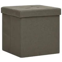 vidaXL Hocker mit Stauraum Braun Leinenoptik
