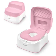 Ingenuity Prepare to Potty 3-in-1 System - Töpfchen, Aufsatz, Tritthocker, einfache Handhabung, für Kinder ab 18 Monaten (Rosa)