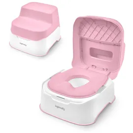 Ingenuity Prepare to Potty 3-in-1 System - Töpfchen, Aufsatz, Tritthocker, einfache Handhabung, für Kinder ab 18 Monaten (Rosa)