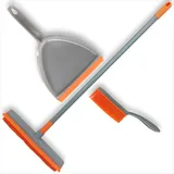 Gravidus Besen 3-teilig Gummibesen Handbesen Schaufel Orange