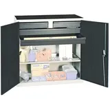 stumpf metall Stumpf Werkzeug- und Materialschrank Serie 3000 lichtgrau / anthrazitgrau + 2 Schubladen 100 mm + 2 Schubladen 100 mm durchgehend + 1 Auszugsboden