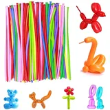 100 Stück Magic Modellierballons Luftballons, Modellierung Ballons Kit,Tierballons Mehrfarbenballons,Luftballon Bunt Deko für Hochzeit Geburtstage Partys