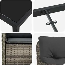 vidaXL 5-teiliges Garten-Dining-Set mit Kissen in Grau aus Poly-Rattan
