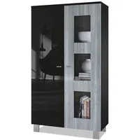 Vladon Vitrine, Anthrazit, 71x129x35 cm, Wohnzimmer, Wohnwände, Vitrinenschränke