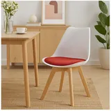 HTI-Living Esszimmerstuhl Stuhl Atlanta Velvet (Stück, 1 St), Esszimmerstuhl Kunststoffschale Samtbezug Holzfüße rot|weiß