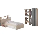 Parisot Jugendzimmer-Set PARISOT "Charly 23", natur, ohne Matratze, B/H: 90cm x 200cm, Schlafzimmermöbel-Sets, Seitliches Podest am Bett links oder rechts montierbar
