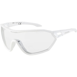 Alpina S-WAY Vl+ Photochromic Sunglasses Weiß Varioflex black & Fahrradbrille Mit 100% UV-Schutz Für Erwachsene, white matt, One Size