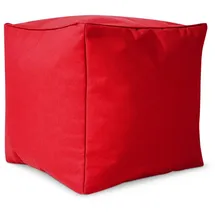 Green Bean Sitzsack-Hocker 40x40x40cm mit EPS-Perlen Füllung - Fußhocker Fußkissen Sitz-Pouf für Sitzsäcke - Bodenkissen für Kinder und Erwachsene - Fußablage Sitzkissen Sitzhocker Rot