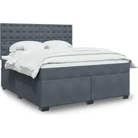 vidaXL Boxspringbett mit Matratze Dunkelgrau 180x200 cm Samt