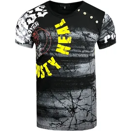 RUSTY NEAL T-Shirt RUSTY NEAL, Herren, Gr. 3XL, schwarz, 100% Baumwolle, bedruckt, normal, Rundhals, Shirts T-Shirt, mit großflächigem Front-Print