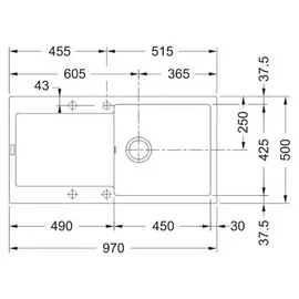 Franke Maris MRG 611 links Einbauspüle schwarz 970 x 500 mm Handbetätigung