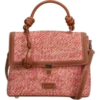 Henkeltasche RIEKER, Damen, Gr. B/H/T: 25cm x 20cm x 9cm, bunt (cognac, rot, orange), Lederimitat, Textil, Taschen, Handtasche, Umhängetasche Damen mit abnehmbarem Umhängeriemen