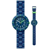 Flik Flak SOLO DARK BLUE 34 mm Kunststoffgehäuse Blau Silikonarmband Blau