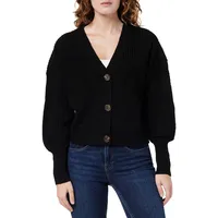 Vero Moda Damen VMLEA LS V-Neck Cuff Cardigan NOOS Pullover, Schwarz Dark, XS