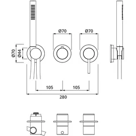 Herzbach MODUL7 Einhebelmischer, für Wanne & Dusche, 70.702002.1.12