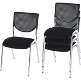 MCW 4er-Set Besucherstuhl H401, Konferenzstuhl stapelbar, Stoff/Textil ~ Sitz schwarz, Füße chrom