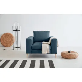 OTTO products Loungesessel "Finnja", blau (dunkelblau), B:105cm H:83cm T:103cm, Luxus-Microfaser: aus recycleten Textilien (100% PES), Sessel, Lounge-Sessel, mit Recycling-Bezug