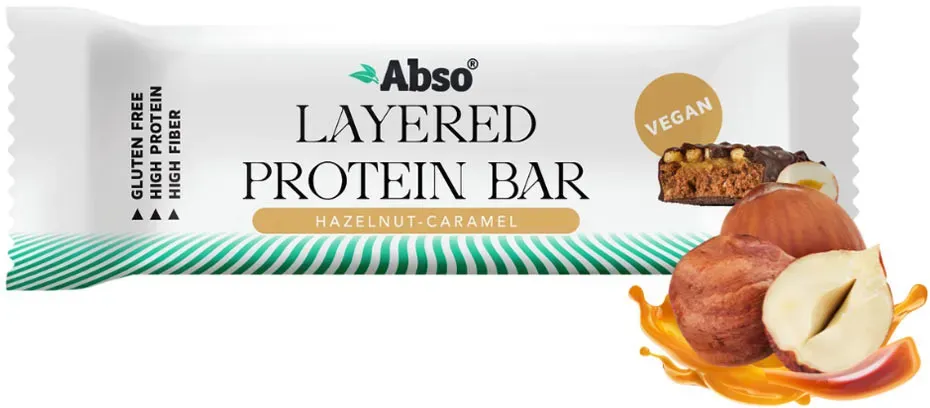 AbsoRICE AbsoBAR Layered Protein Bar - Vegan Protein Bar (50 g, Haselnuss - Karamell)