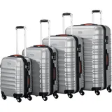 provitera Hartschalen-Trolley Set 4-Rollen L 67 cm / 78 l silber