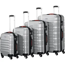 provitera Hartschalen-Trolley Set 4-Rollen L 67 cm / 78 l silber