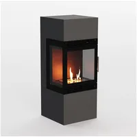 GLOW FIRE Echtfeuer-Dekokamin Lillesand Vision Ethanol Kamin, Bioethanol Kamin mit 3h Brenndauer, Heizleistung bis 2KW grau