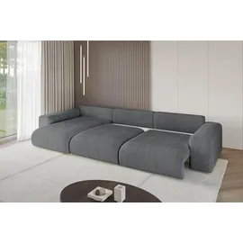 altdecor Ecksofa Cord mit Schlaffunktion 2-Sitzer Dunkelgrau