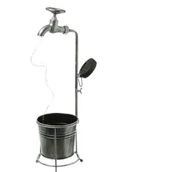 MARELIDA LED Solar Wasserhahn mit Blumentopf Deko Balkon Gartenbeleuchtung 60cm
