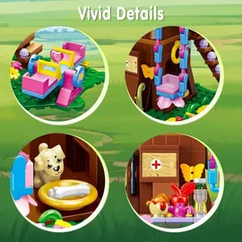 luxuskollektion CUBIMANA Waldhütten-Bausteine Set mit LED-Licht für Kinder