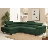 Fun Möbel Ecksofa Sofa mit Schlaffunktion METZ Stoff Poso Grün Ottomane Links