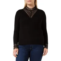 Only Damen Spitzen Langarmshirt Oberteil | Schwarz S